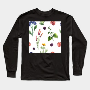 Seamless plants pattern. Floral decorative illustration Long Sleeve T-Shirt